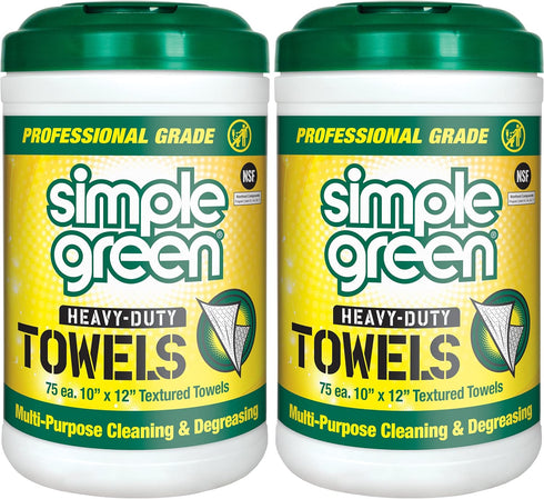 Simple Green Professional Grade Heavy-Duty Cleaning Towels, All-Purpose Cleaning Wipes, 75 count (2 Pack)