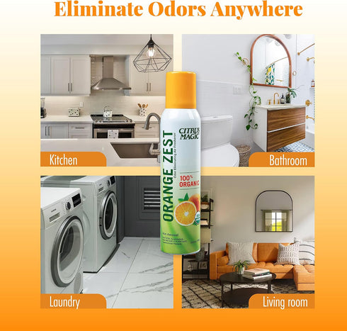 Citrus Magic Organic Natural Odor Eliminating Air Freshener Spray, 3-Ounce, Orange Zest, Pack of 3