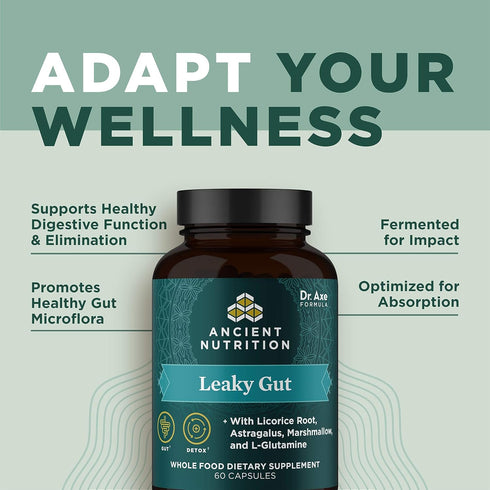 Gut Health Supplement by Ancient Nutrition | Leaky Gut Capsules, 60ct with Licorice Root, Gluten Free