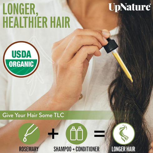 UpNature Organic Rosemary Oil, 100% Pure Rosemary for Hair, Scalp, Skin, 2oz