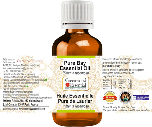 Pure Bay Essential Oil (Pimenta racemosa) Steam Distilled 30ml (1 oz)