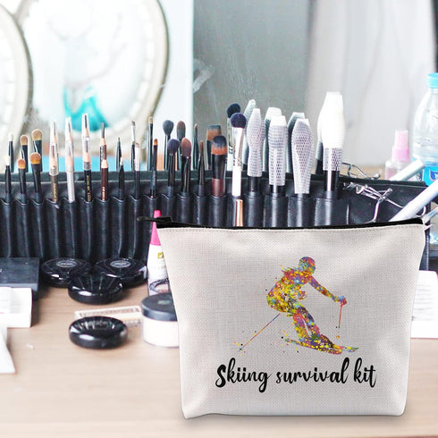 POFULL Skiing Bag, Skiing Team Gifts, Survival Kit for Ski Lover Enthusiasts Cosmetic Bag