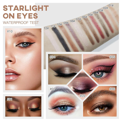 Cream Eye-Shadow Stick, Waterproof Cream Eyeshadow Pen, Rotatable Creamy Eye Shadow Pencil Crayon, Matte and Shimmer