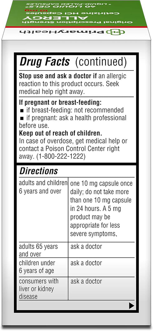 Cetirizine Hcl - 10mg Softgel, 40 Count