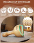 ONUEMP Wooden Therapy Cup with Roller, Wood Therapy Massage Tools, Maderoterapia Kit Colombiana, Fascia Roller for Body