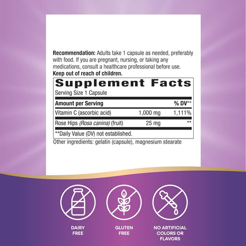 Nature's Way Vitamin C with Rose Hips; 1000 mg Vitamin C per Serving; 250 Capsules