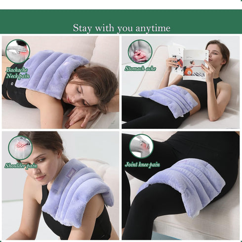 Microwavable Heating Pad for Pain Relief - Moist Heat for Cramps, Muscles, Joints, Back, Neck (Purple - Lavender)