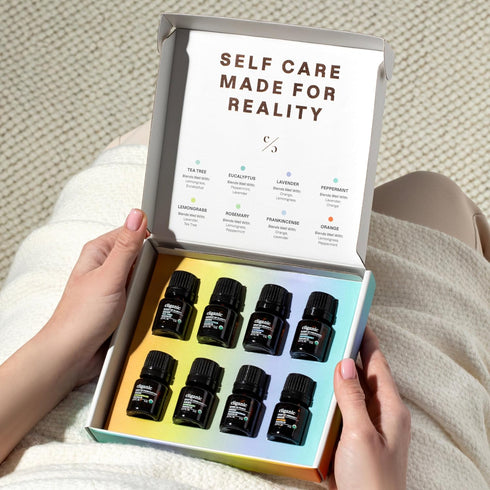 Set 8 100% Cliganic Organic Aromatherapy Essential Oils Gift (Top - The Iconics), Pure - Peppermint, Lavender