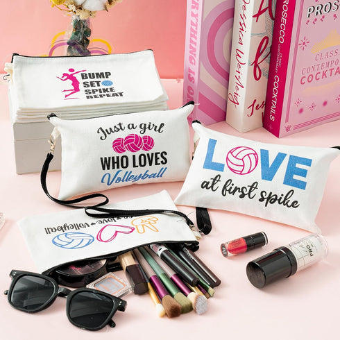 R HORSE 9Pcs Volleyball Makeup Bag, Inspirational Gifts for Women, Girl Volleyball Cosmetic Bag, Toiletry Pouch
