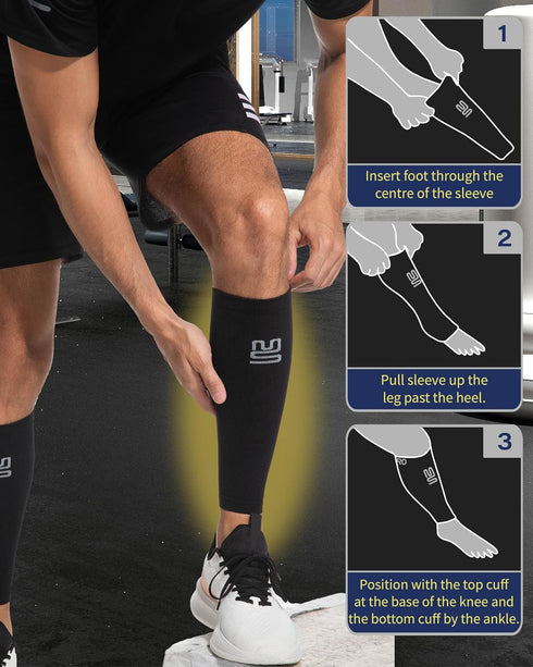 Modetro Sports Calf Compression Sleeves - Leg Sleeves for Men and Women - Shin Splint Relief Support Brace Running