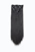 SWACC 22 Inches Straight Full Head Clip in Hair Extensions, 7 Separate Pieces, Heat Resistant Synthetic Hair (1B-Off