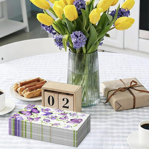wuhuzsm 100 Count, Butterfly Napkins Party & Guest Napkins for Birthday Holiday Wedding, Floral Garden Design