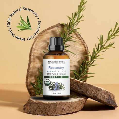 Majestic Pure USDA Organic Rosemary Essential Oil, 100% Premium Grade for Hair Growth, Skin, Aromatherapy, 1 fl oz
