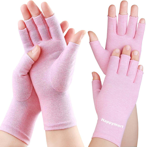 2 Pairs Arthritis Gloves for Women, Compression Gloves for Carpal Tunnel Relief, Fingerless Gloves for Women and Men