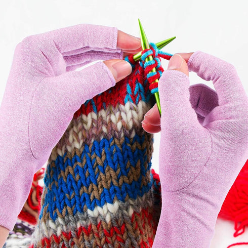 3 Pairs Compression Craft Arthritis Gloves, Fingerless Pressure Relief for Quilting, Sewing, and Household Duties