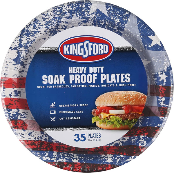 Kingsford Heavy Duty Paper Plates, 35 Count, American Flag Design
