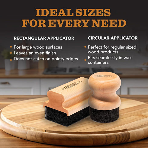 CLARK'S Food Grade Mineral Oil & Wax Applicator for Wood Cutting Boards, Butcher Blocks, USA Maple