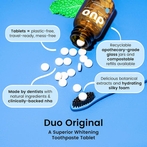Duo Toothpaste Tablets, Nano-Hydroxyapatite Natural Whitening, Remineralize, Reduce Sensitivity, Wild Mint Medley