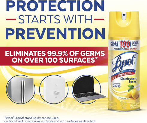 Lysol Disinfectant Spray, 12.5 oz, Lemon Breeze, Antibacterial and Sanitizing Spray for Deodorizing