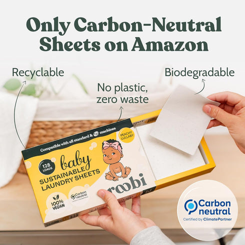 Baby Laundry Detergent Sheets for Sensitive Skin, Sustainable for Newborns, Peachy Lullaby Scent, 64 Count