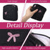 Josojoou Cute Bow Sanitary Napkin Storage Bag with Dividers and Zipper, Cute Period Bag Pouch, Portable Tampon Holder