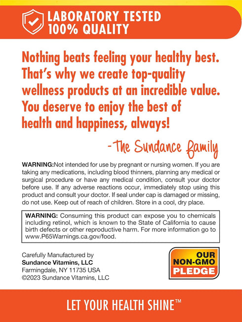 Sundance High Potency Vitamin A Softgels | 3000mcg | 100 Count | Non-GMO and Gluten Free Essential Vitamin
