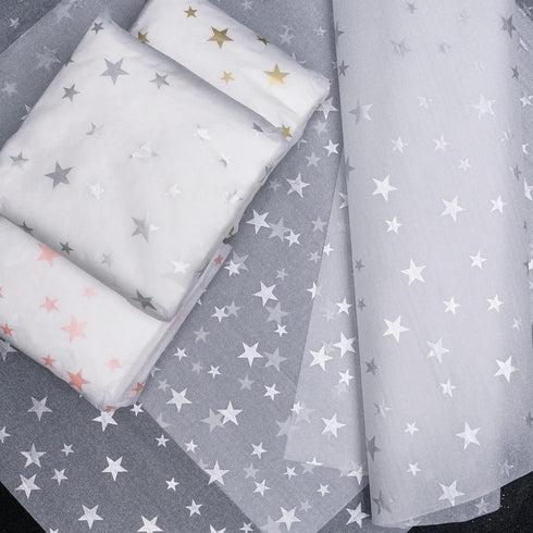 MR FIVE 100 Sheets White with Silver Star Tissue Paper Bulk,20" x 14",Silver Star Tissue Paper for Gift Bags,Silver Star Tissue Paper for Birthday,Holiday,Weddings (White with Silver Star) by MR FIVE