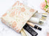 PAZIMIIK Large Zipper Makeup Bags for Purse, Travel Canvas Cosmetic Pouch, Brocade Flower Pink Organizer for Women and