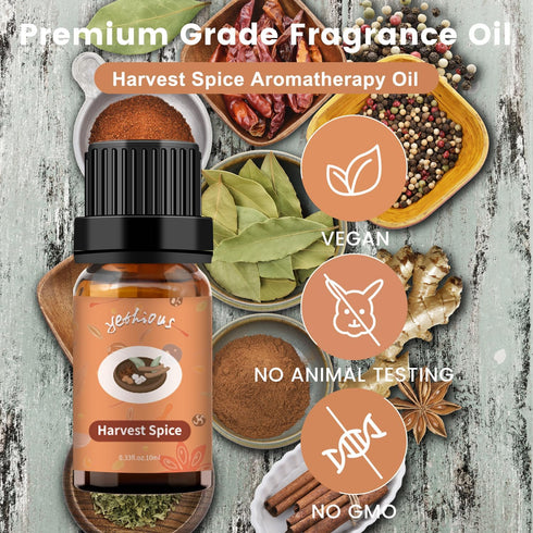 yethious Harvest Spice Fragrance Oil - Harvest Spice Scented Oils for Diffusers, Soap, Candle Bath Bombs Making, Perfume - 10ML Fragrance Oil