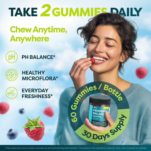 MONSET Gummies 60ct Feminine Balance for Women Vaginal Probiotics for Women pH Balance & Odor Control Prebiotics