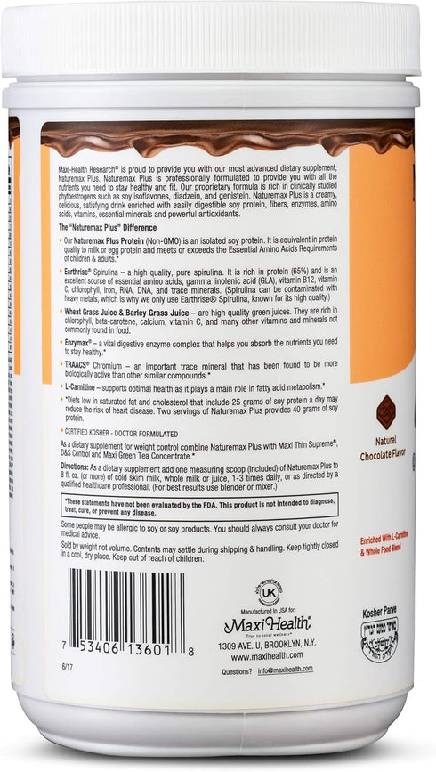 Maxi-Health NatureMAX Plus Energy Support Drink, Sugar Free Soy Protein Powder, 20g Protein, 1lb
