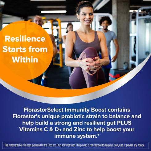 Florastor Select Immunity Boost, Daily Probiotic & Immune Support Supplement for Women and Men, 30 Capsules,
