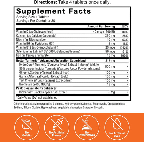 FORCE FACTOR Better Turmeric 2-Pack Joint Support Supplement, HydroCurc Turmeric Curcumin with Black Pepper, 240 Tablets