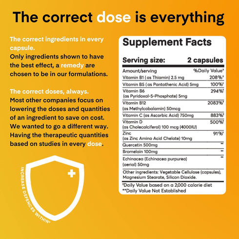 A Dose of Immunity Quercetin with Vitamin C and Zinc - 500mg Quercetin Bromelain with Echinacea, 60 Count