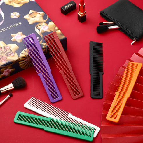 Patelai 6 Pieces Professional Barber Comb Set, Flat Top Combs for Stylists in Green, Purple, Orange, Red, White, Black