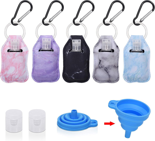 IACA Hand Sanitizer Holder Keychian,5 Pack Empty Travel Size Bottle and Hand Sanitizer