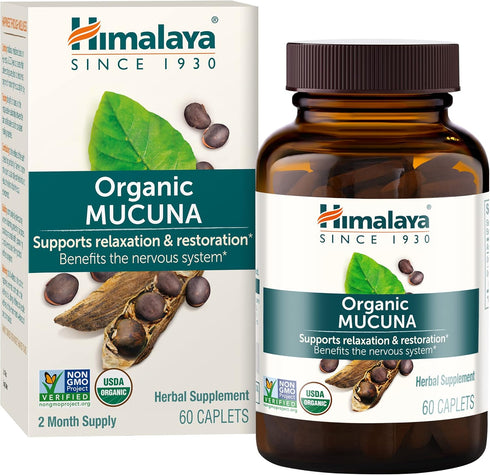 Himalaya Organic Mucuna/Pruriens Herbal Supplement, 600 mg, 60 Plant-Caplets, Non-GMO, Vegan