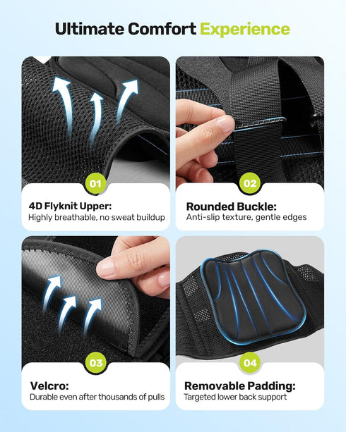 Back Brace for Men with 7 Stays, Adjustable Lumbar Support Belt for Pain Relief, Breathable Mesh Design for Scoliosis