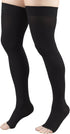 Truform 30-40 mmHg Compression Stockings, Thigh High Length, Open Toe, Black, Medium