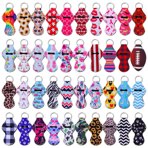shynek Chapstick Holder Keychain - 40Pcs Lip Balm Holder Keychain Set (Neoprene, Multicolor, Portable for Women)