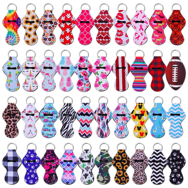 shynek Chapstick Holder Keychain - 40Pcs Lip Balm Holder Keychain Set (Neoprene, Multicolor, Portable for Women)