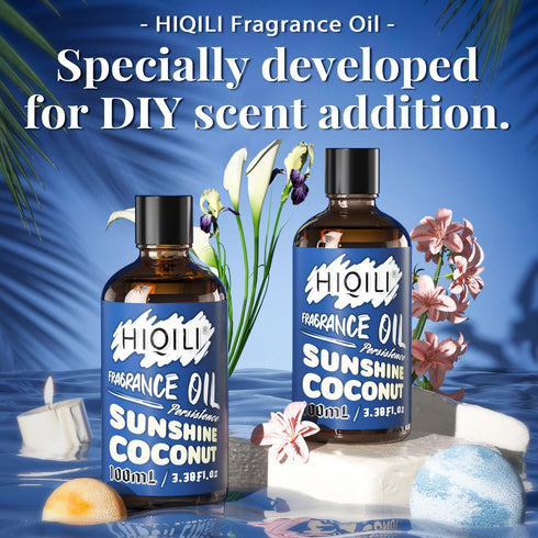 HIQILI Sunshine Coconut Fragrance Oil 100ml for Diffuser, Clean Fresh Scent for Candle Making, Soap, Laundry