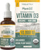 Organic Vitamin D3 10,000 IU, 30 Servings - Plant D3, Vegan, Max Strength Sublingual Liquid D3 Drops, 200% Higher