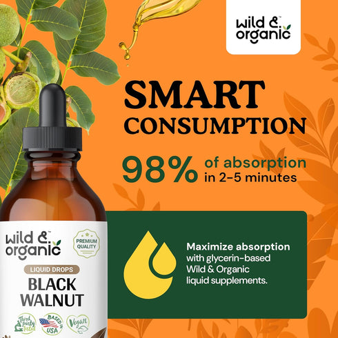 Black Walnut Tincture - Detox Cleanse with Black Walnuts Organic, Black Walnut Hull Tincture for Digestive Health - 4 oz