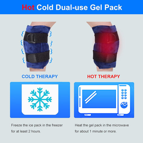 Koo-Care Knee Ice Pack for Injuries, Reusable Large Gel Wrap for Pain Relief, Swelling, and Post-Surgery Recovery
