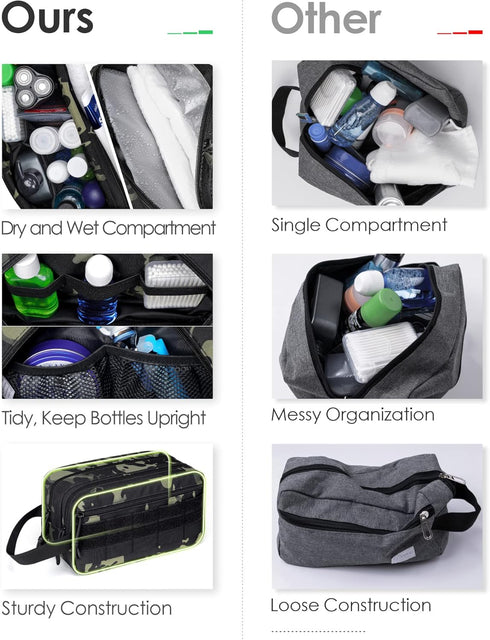 TACTICISM Toiletry Bag for Men - Tactical Molle Dopp Kit with Large Capacity, Water-Resistant Travel Bag for Women,