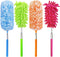 4 Pack House Cleaning Feather Duster Kit, Extendable Pole 13" to 30", Washable Microfiber Duster for Home and Office