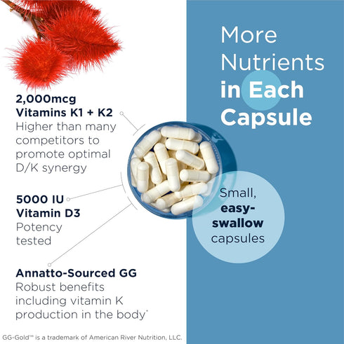 Designs for Health Vitamin D Supreme, 5000 IU with 2000mcg Vitamin K as MK4 - Bone Health, Heart Health & Immune