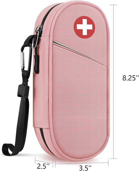 SITHON Insulated EpiPen Medical Carrying Case, Travel Medication Organizer Bag for 2 EpiPens, Asthma Inhaler, Pink