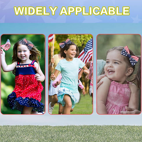 Independence Day Hair Clips, 2Pcs American Flag Hair Bow Clips for Baby Girls, 4th of July Accessories